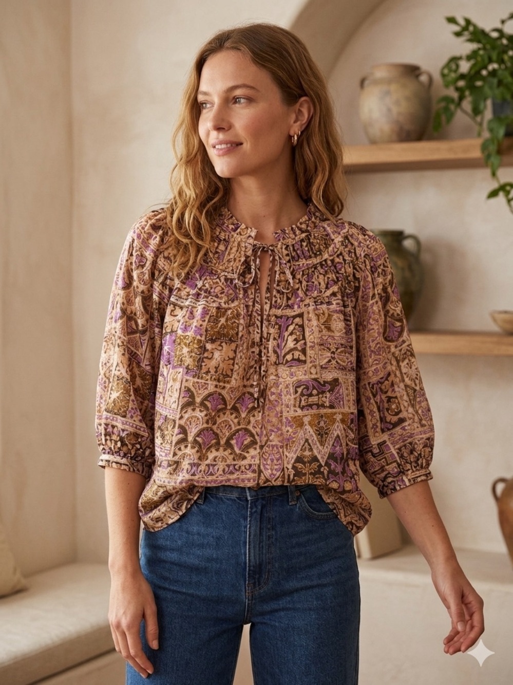 Marie Oliver Finley Top in Amethyst Tile (T3)
